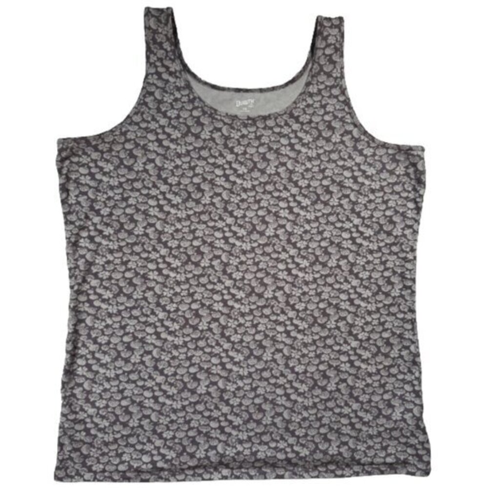 Duluth Trading Scoop Neck Mushroom Floral Tank Top
